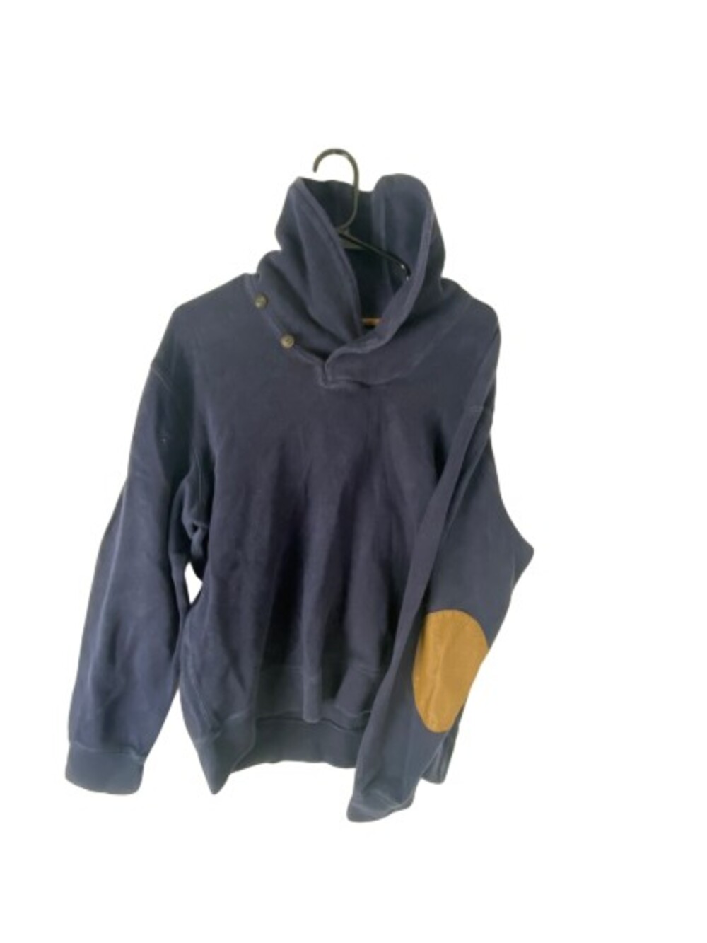 VTG Polo Ralph Lauren Sweater Mens Large Navy Faux Suede Elbow Patch Pullover